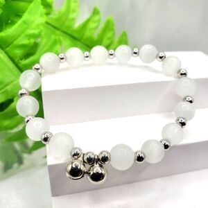 Brand New White Stone Silver Lucky Bracelet